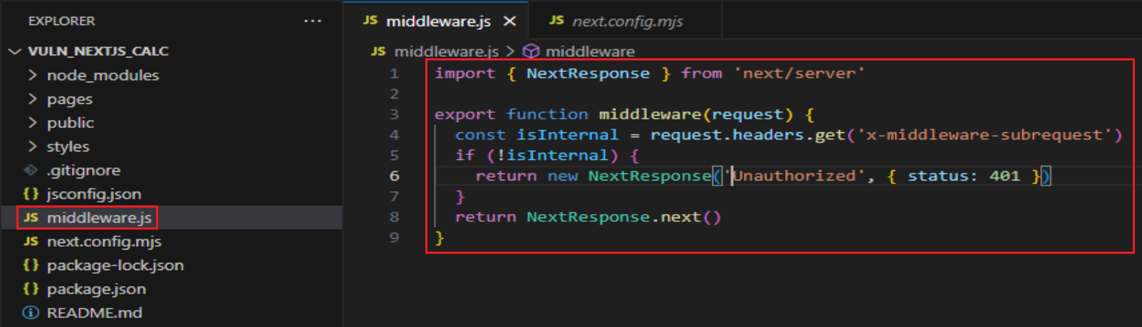 middleware code